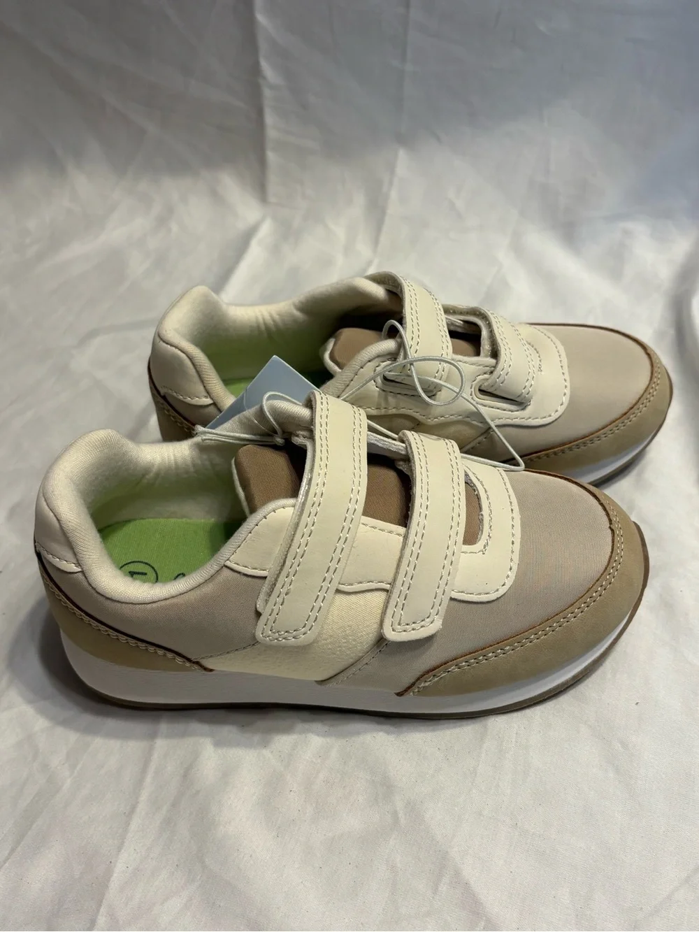Target Beige and Cream Kids Velcro Sneakers